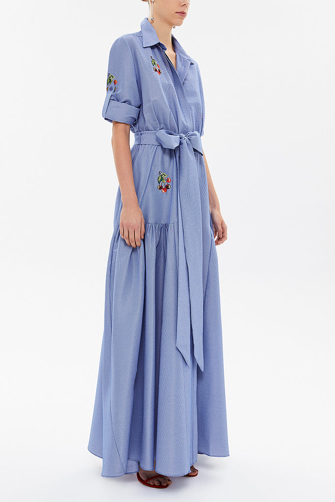 Blue Embroidered maxi  dress 92866