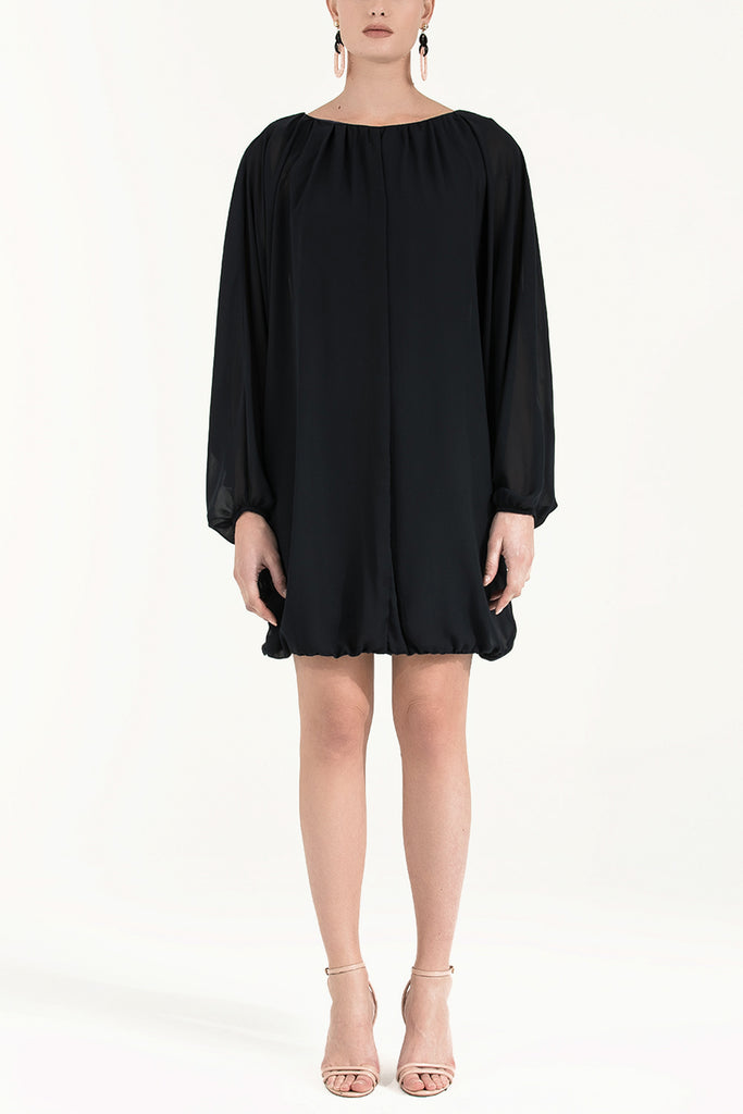 Lastikli Bol Kesim Şifon Mini Elbise 92085