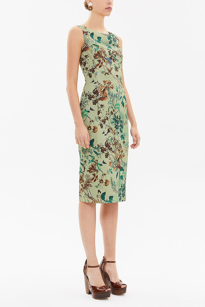 Khaki Zipped Slim fit midi dress 92363