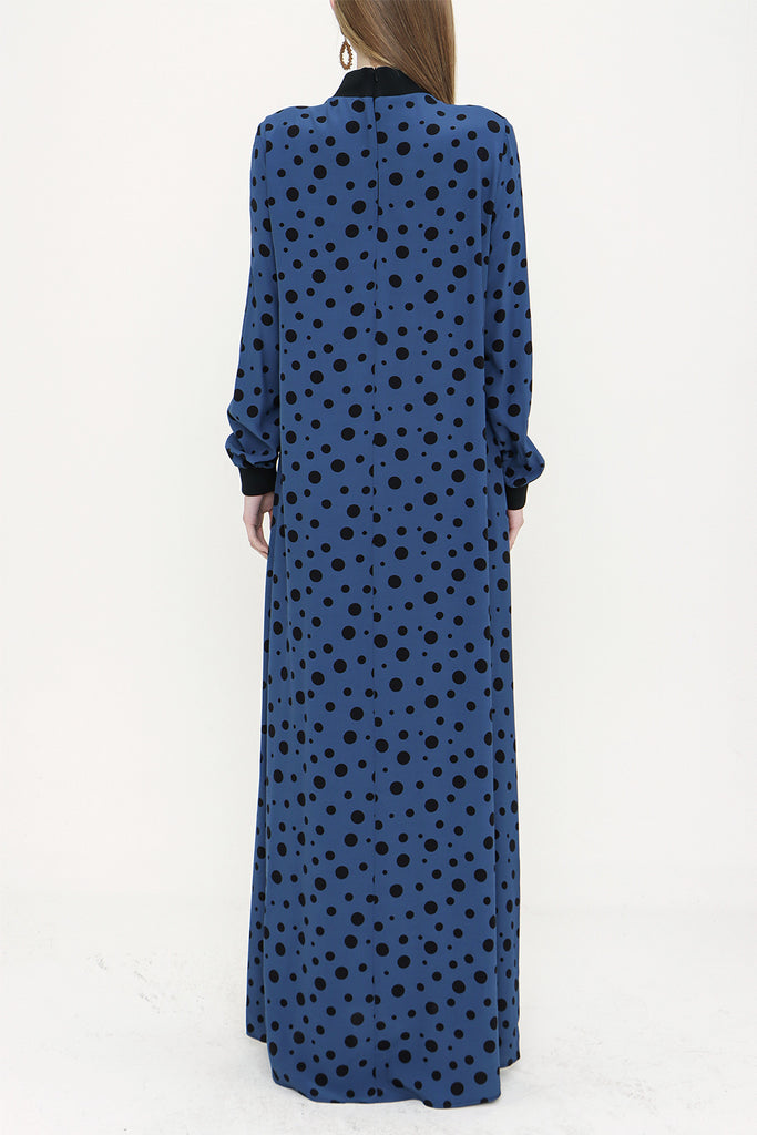 Blue Black Ribbed loose fit dress 93715