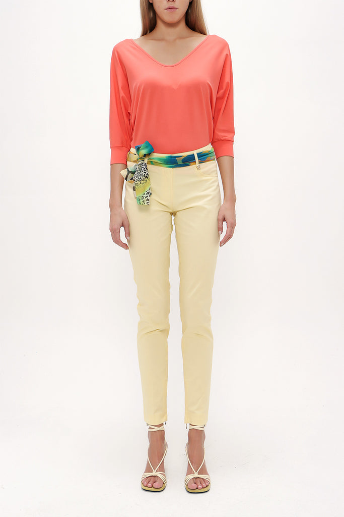 Yellow Slim fit cotton pants 40933