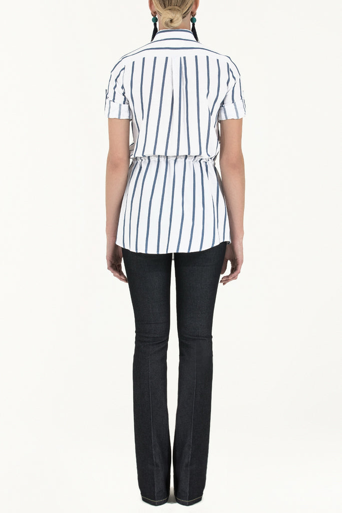 White Tied and buttoned, striped cotton shirt 10663