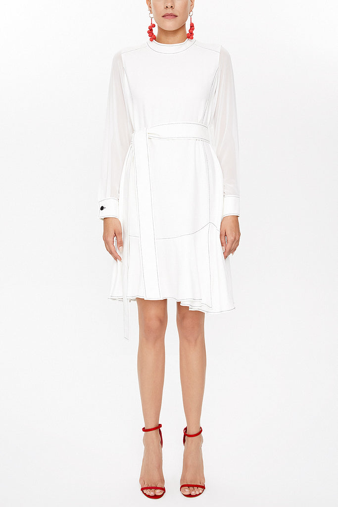 White High collar mini dress 93035