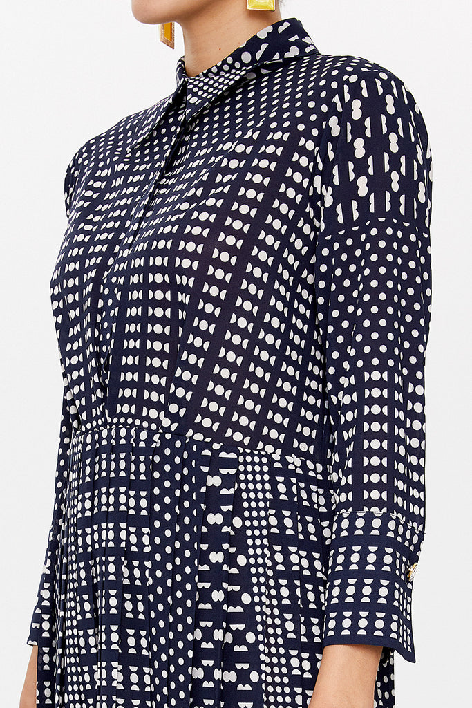 Navy Blue Pleated mini dress 92649