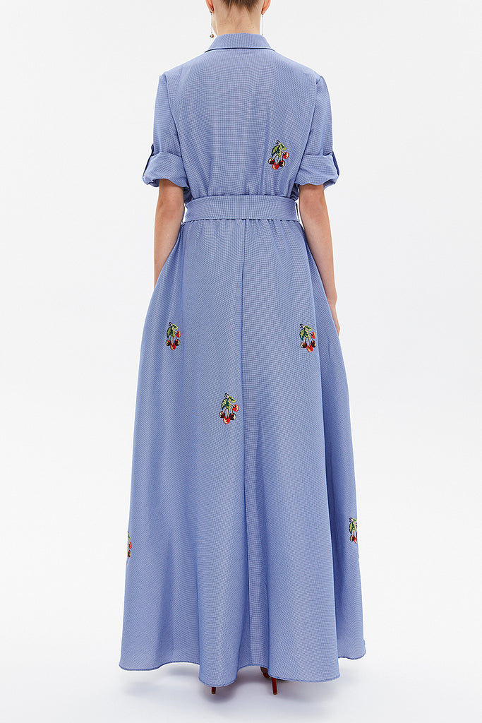 Blue Embroidered maxi  dress 92866