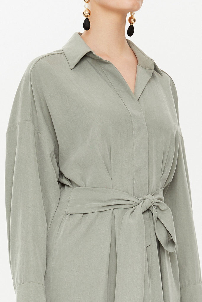 Khaki Slit detail maxi dress 92873