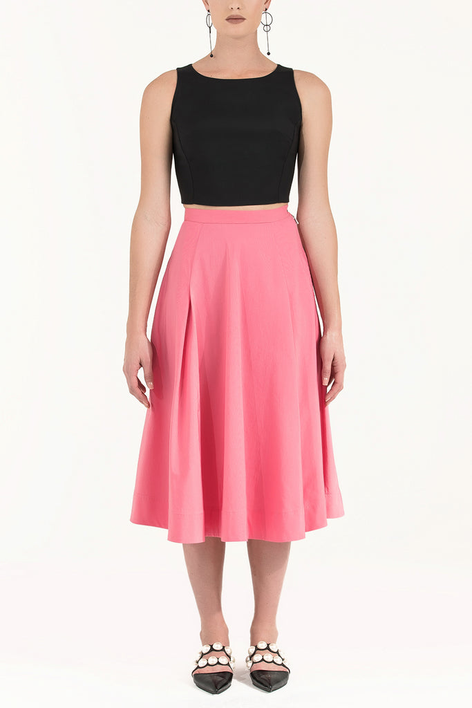 Salmon High waist Pleated  skirt  80894