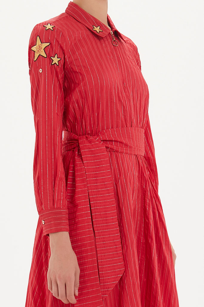 Yıldız Nakışlı Bol Kesim Uzun Elbise 92476