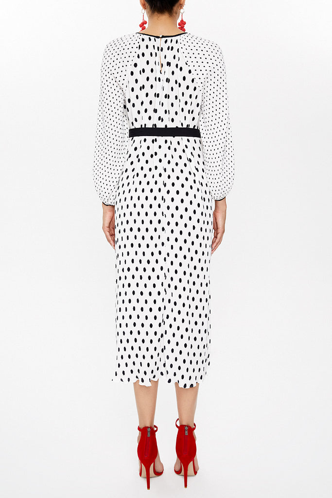 Spotted Pleated midi dress 92914