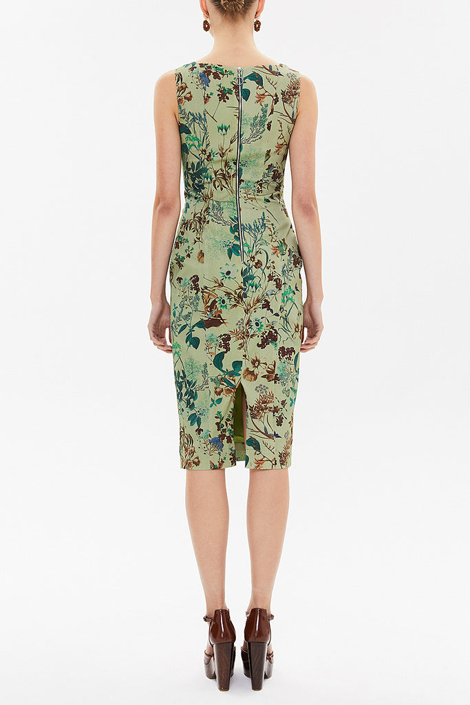 Khaki Zipped Slim fit midi dress 92363