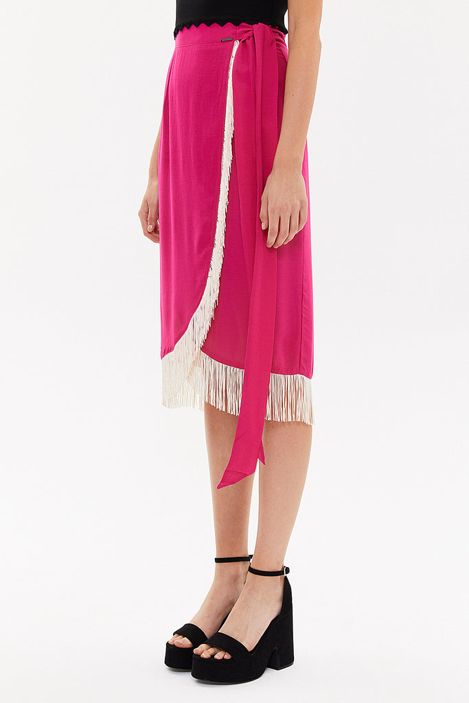 Fuchsia Wrap-over tassel skirt  81071