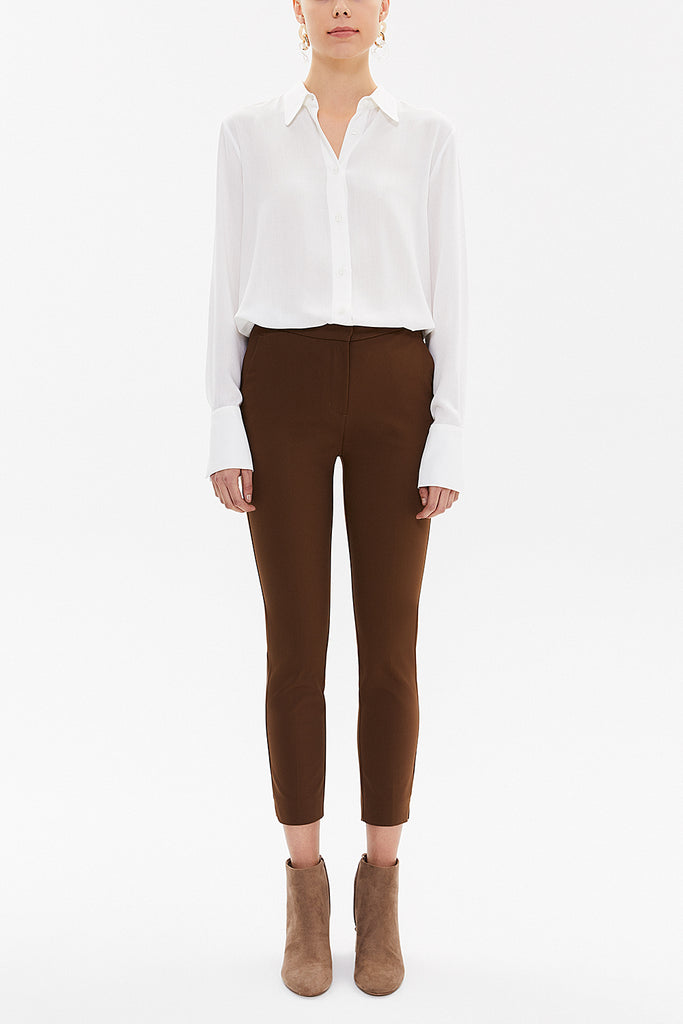 Brown Five pocket trousers with elastic waist 41368