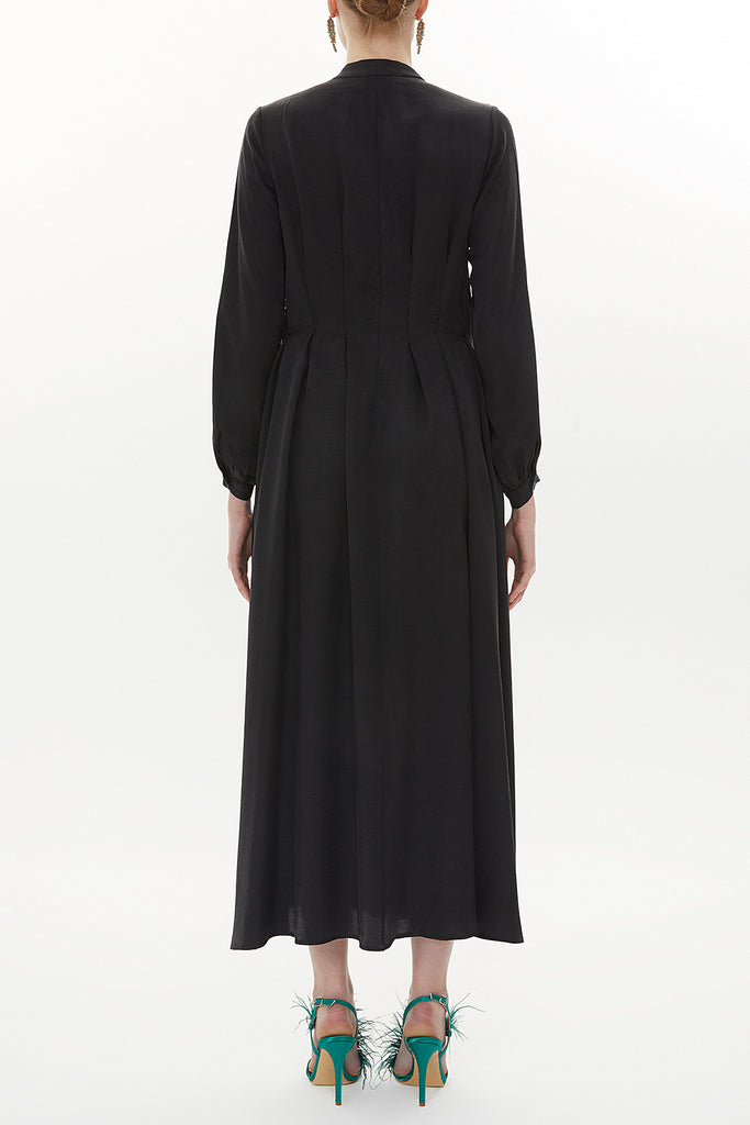 Black Seam waist detail maxi dress 93367