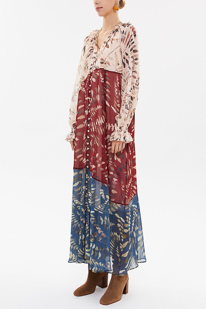 Patterned Ruffled maxi dress 93315