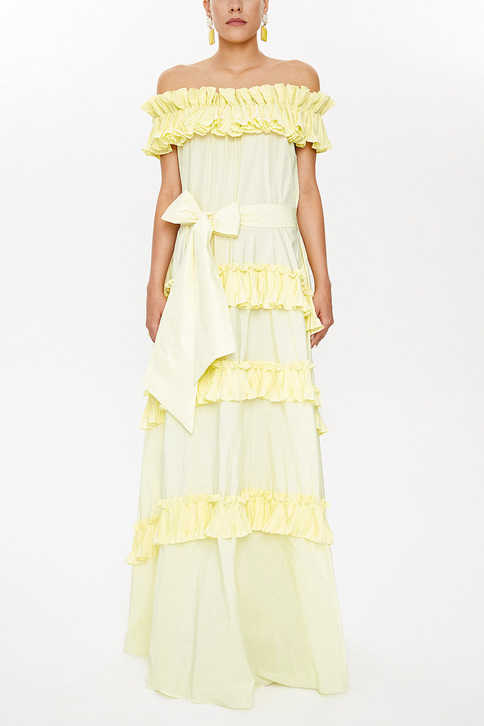 Yellow Off shoulder maxi dress 93127