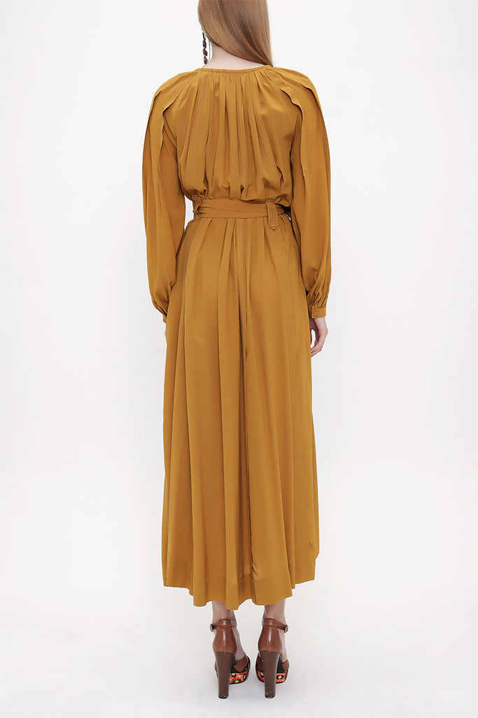 Mustard Seam detail maxi dress 93825