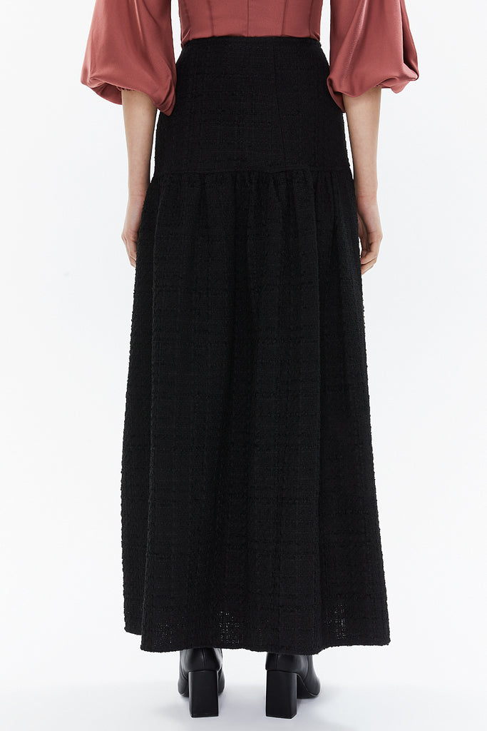 Black Button detail maxi skirt  81142