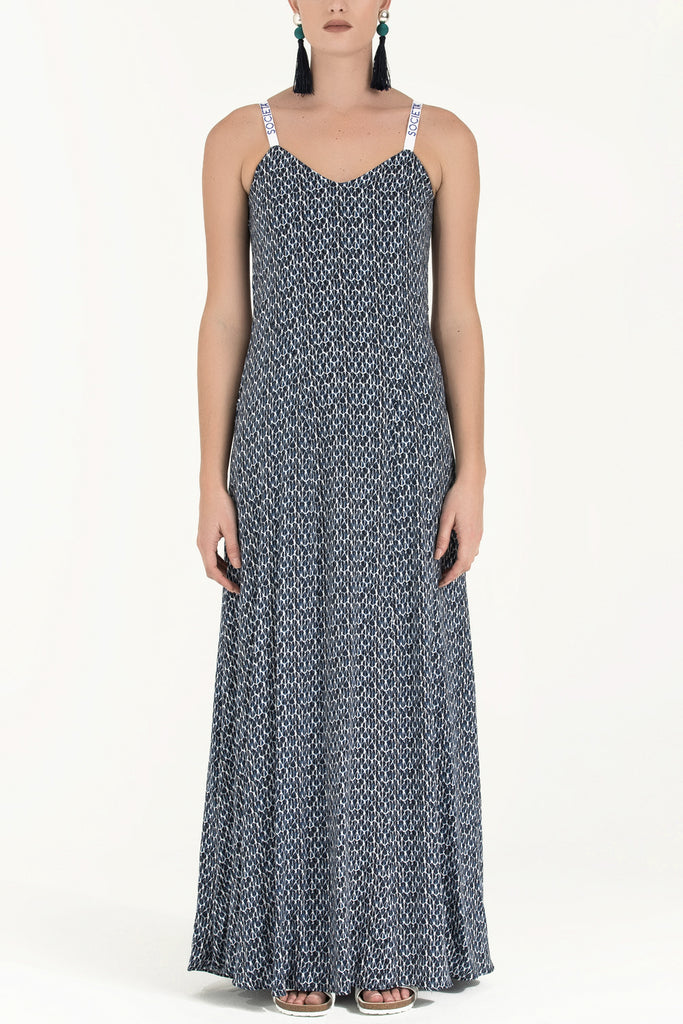 Kristal Taşlı Kolsuz Elbise Mavi 92337