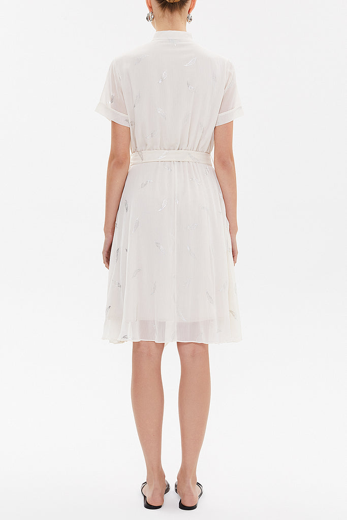 White Short sleeve chiffon midi dress 92782