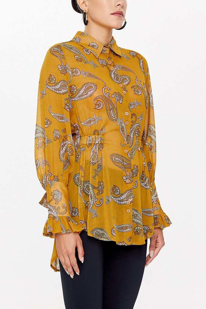 Mustard Waist gathered shirt 10737