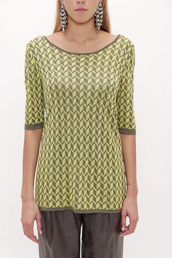 Khaki Pattern knitted knitwear blouse 28650