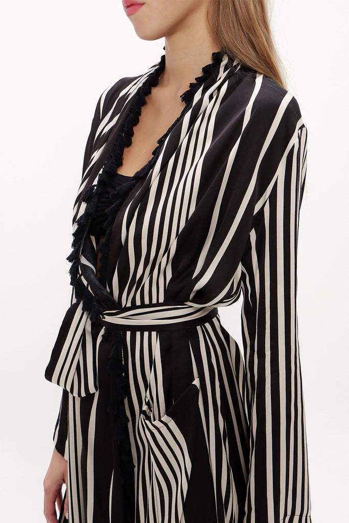 Striped Tassel maxi caftan 92727