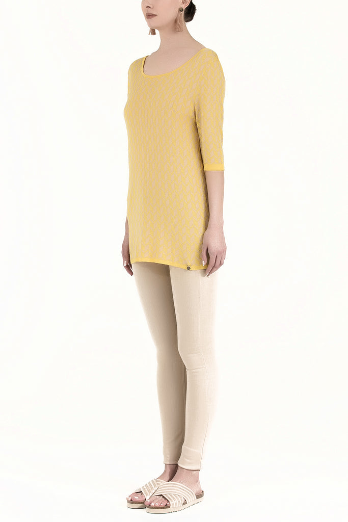 Yellow Pattern knitted knitwear blouse 28650