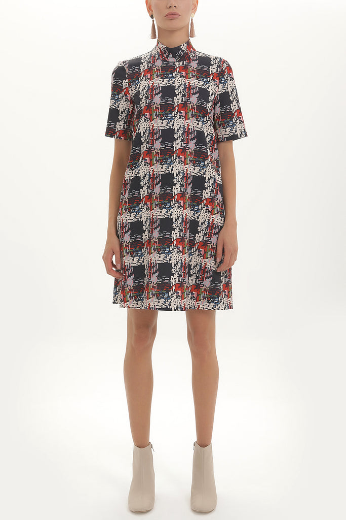 Patterned Wide cut mini dress 92165