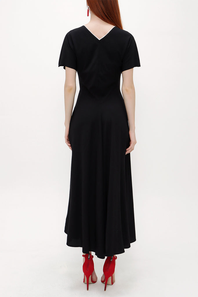 Black Short sleeve maxi dress 92831