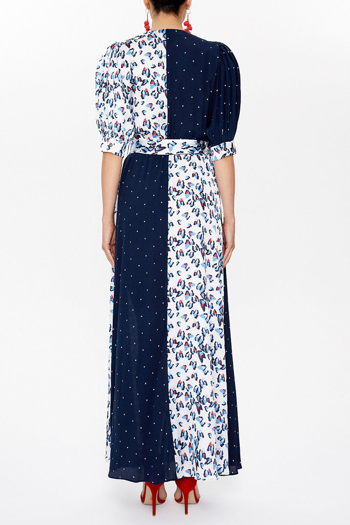 Blue Balloon sleeve maxi dress 93110