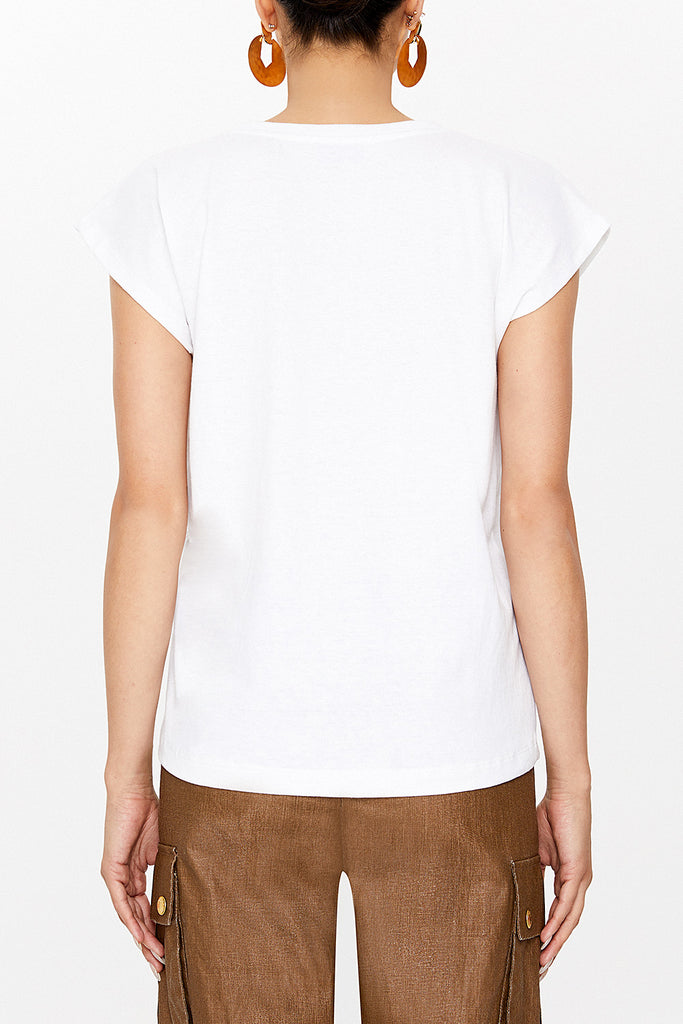 White Short Sleeve Blouse 19783