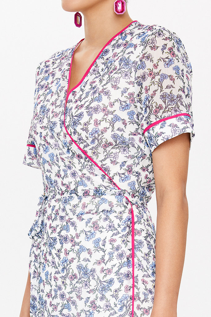 Blue Wrap-over midi dress 92828