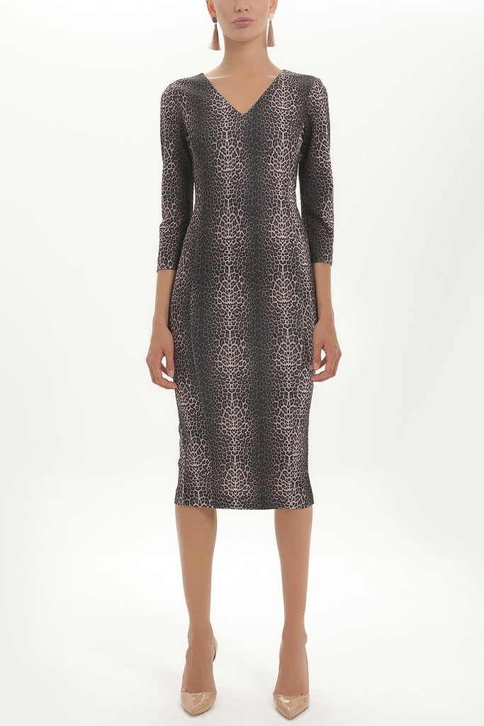 Pars V-neck  Slim fit  midi dress  91439