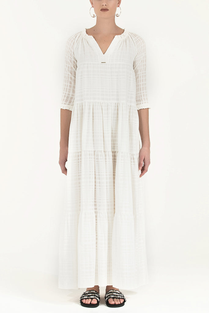 White Pleated wide cut dress 92299