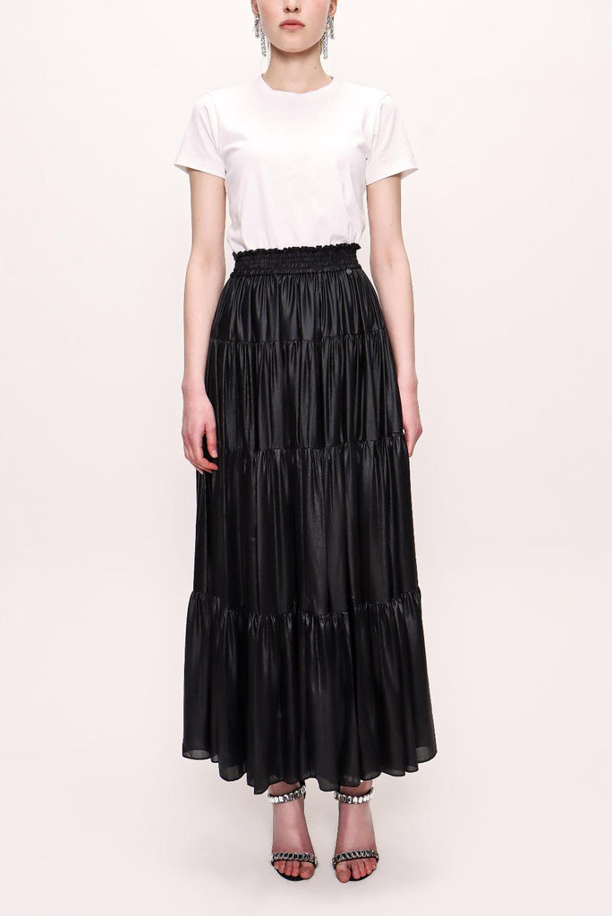 Spotted Pleated long skirt 81073