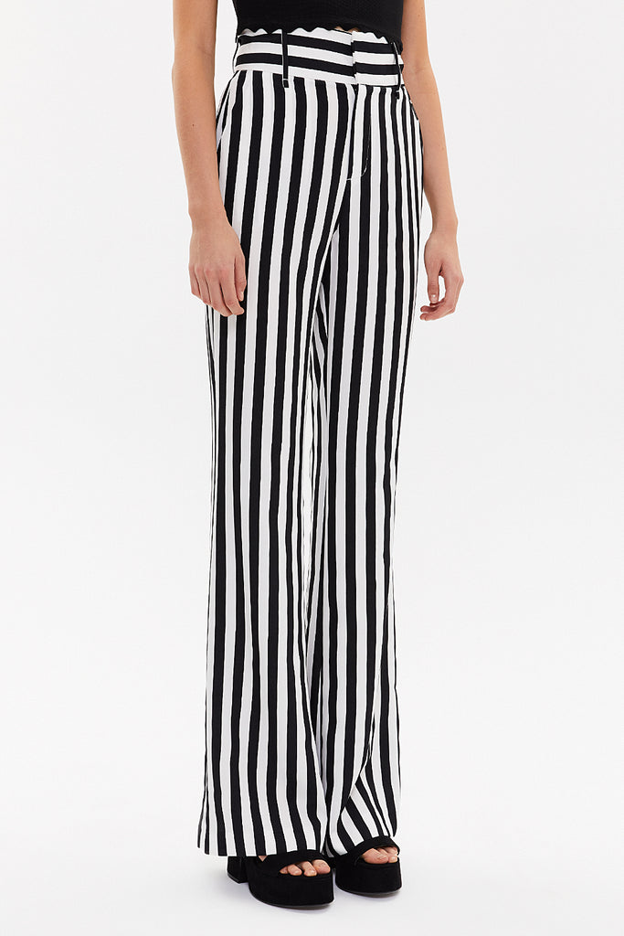 Striped High waist  flare legs pants 41330