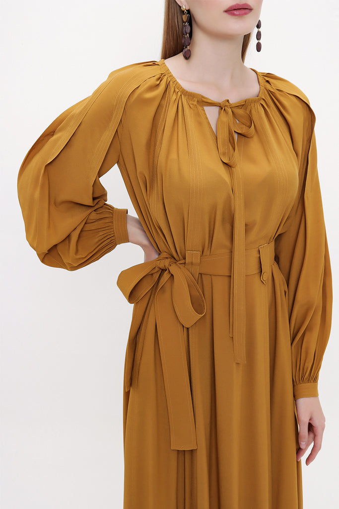Mustard Seam detail maxi dress 93825