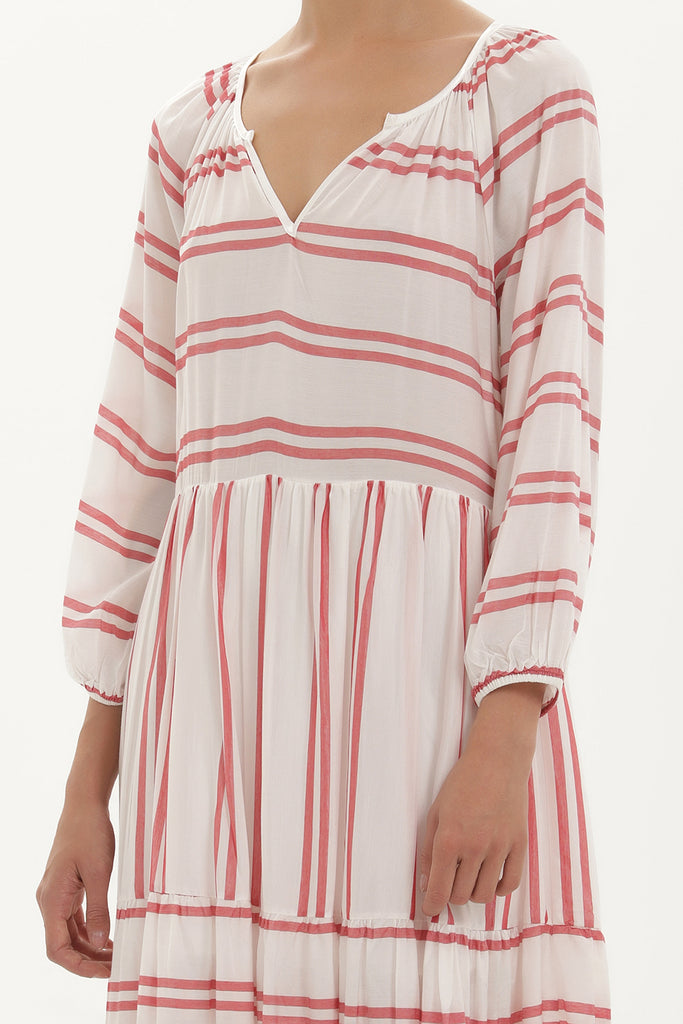 Red Striped oversize midi dress 92419