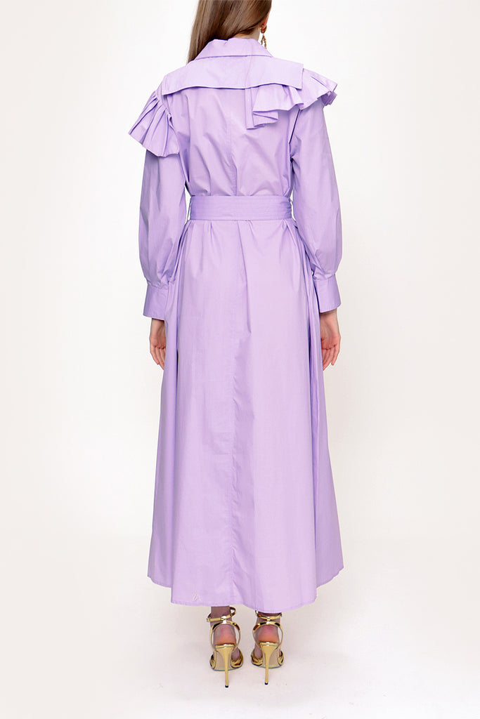 Lilac Ruffled neck shirt dress 93510