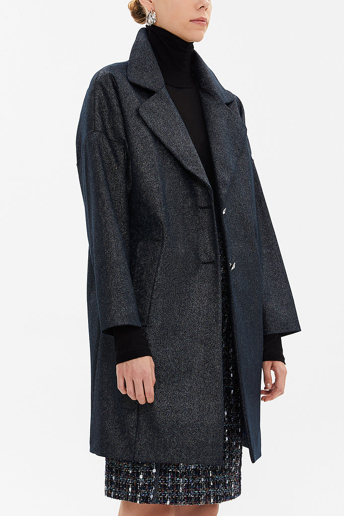 Navy Blue Half sleeve wide cut coat 30403