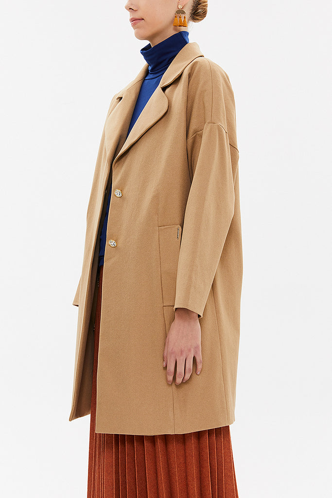 Camel Hair Half sleeve wide cut coat 30403