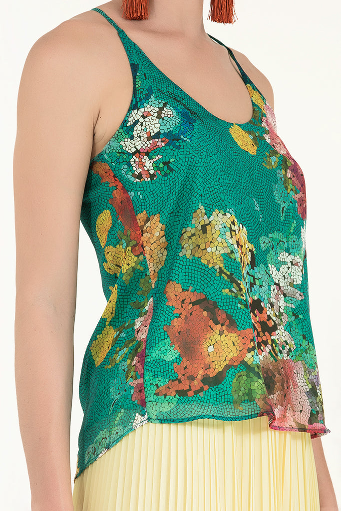 Askılı Şifon Bluz Yeşil 19627