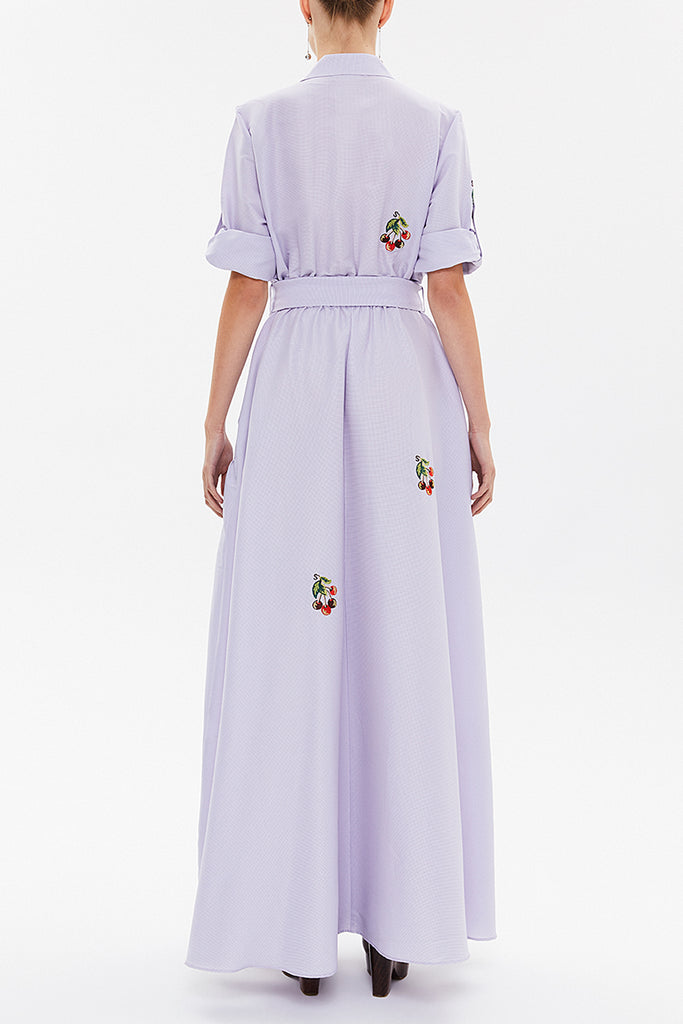 Plaid Embroidered maxi  dress 92866