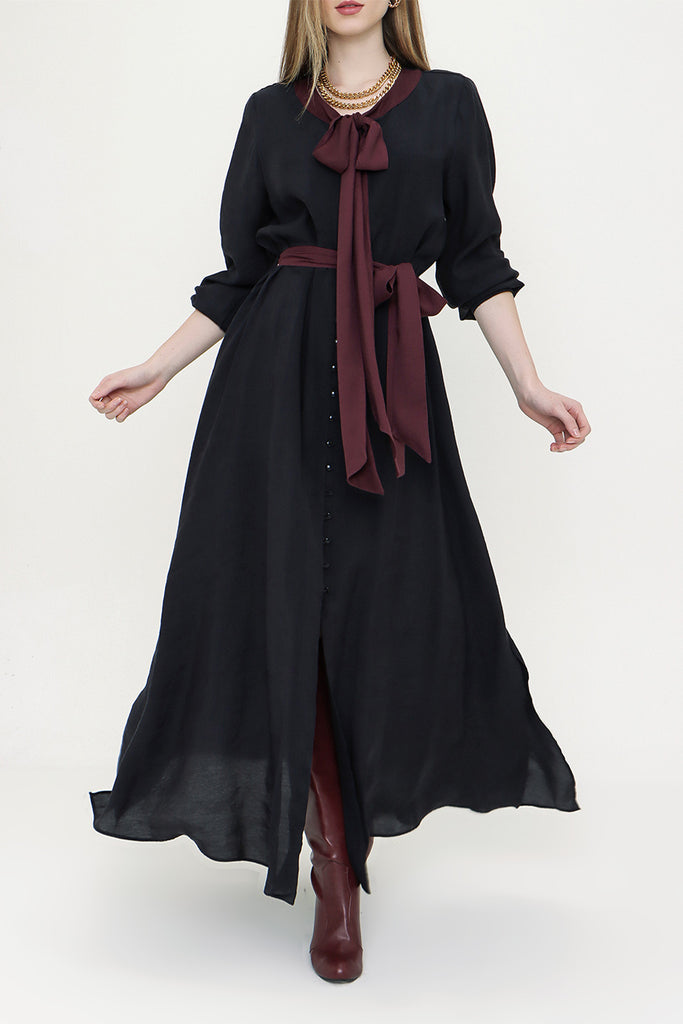 Black Button detail dress 93486