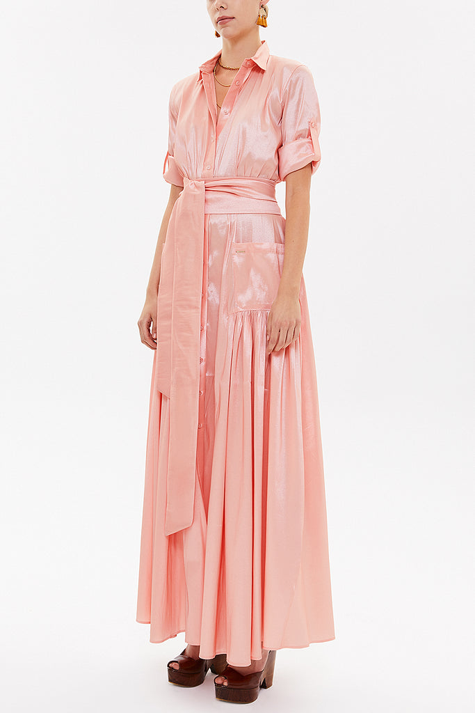 Powder Pleated detail maxi dress 93131