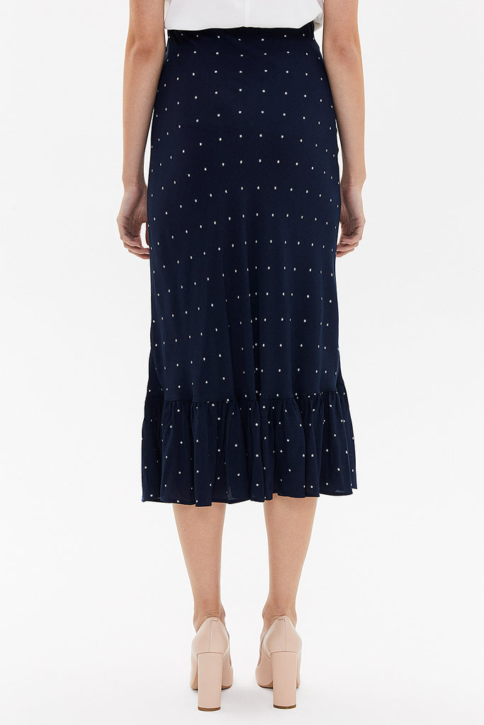 Navy Blue Mid-calf straight slim skirt  81124