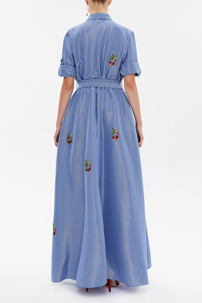 Navy Blue Embroidered maxi  dress 92866