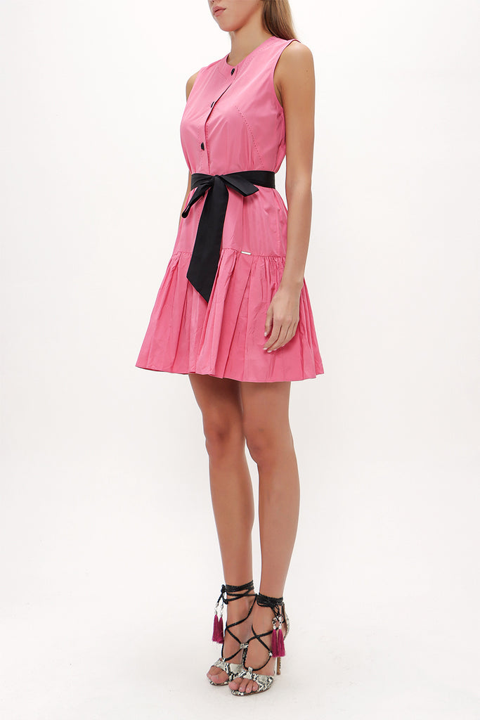 Pink Pleated sleeveless mini dress 92703