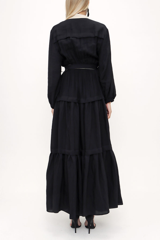 Black Pleated wide cut dress 93467