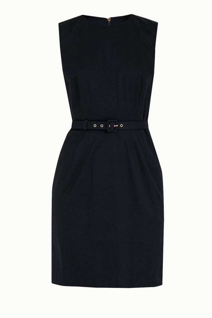 Kemerli Kolsuz Elbise Lacivert 91194